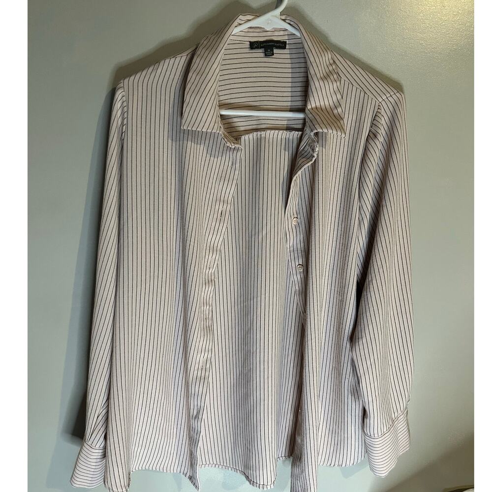 Adrianna Papell Long Sleeve Button Blouse, Size medium